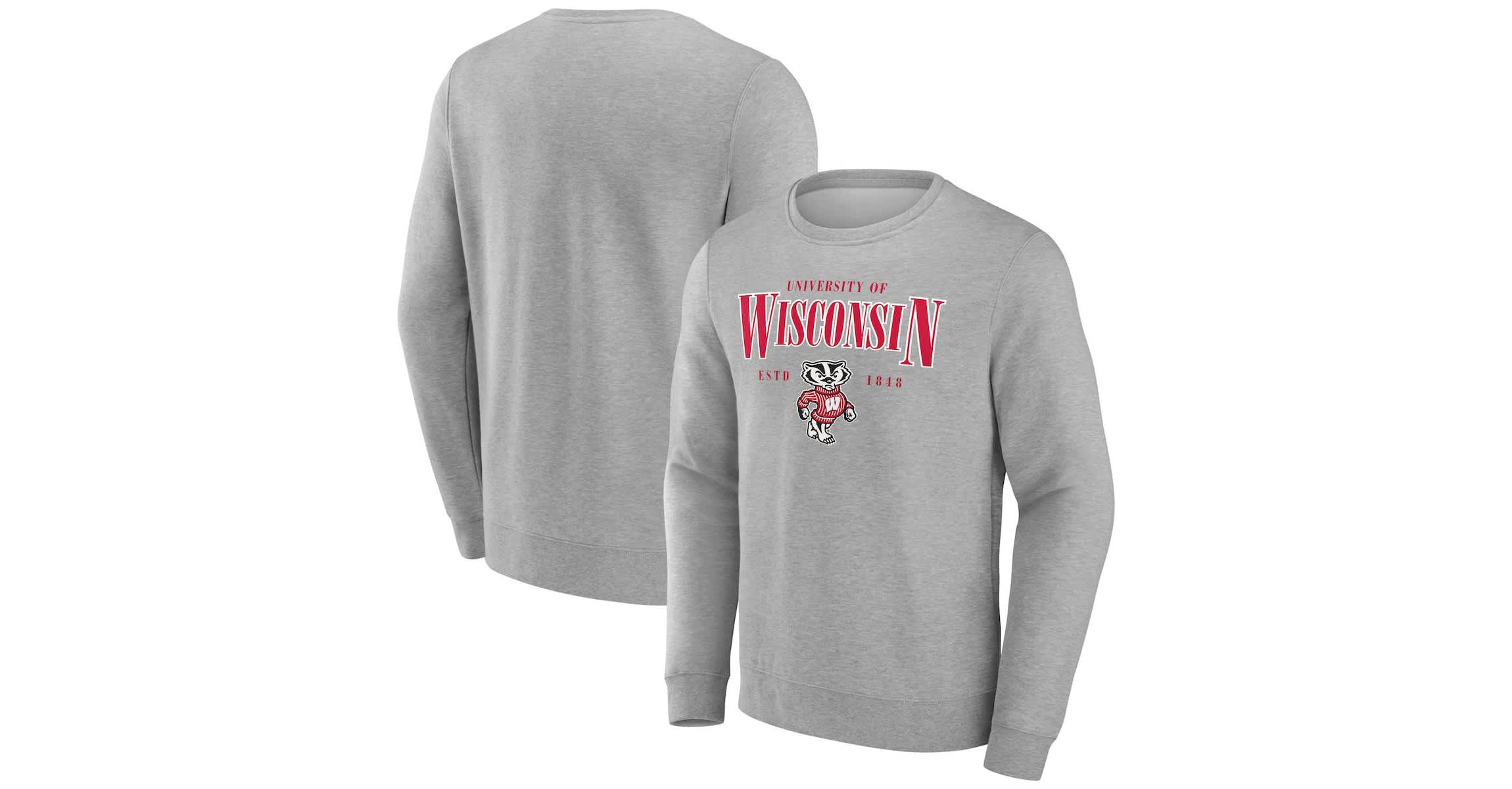NCAA Fanatics Wisconsin Badgers True Classics Act Fast Fleece Pullover Sweatshirt