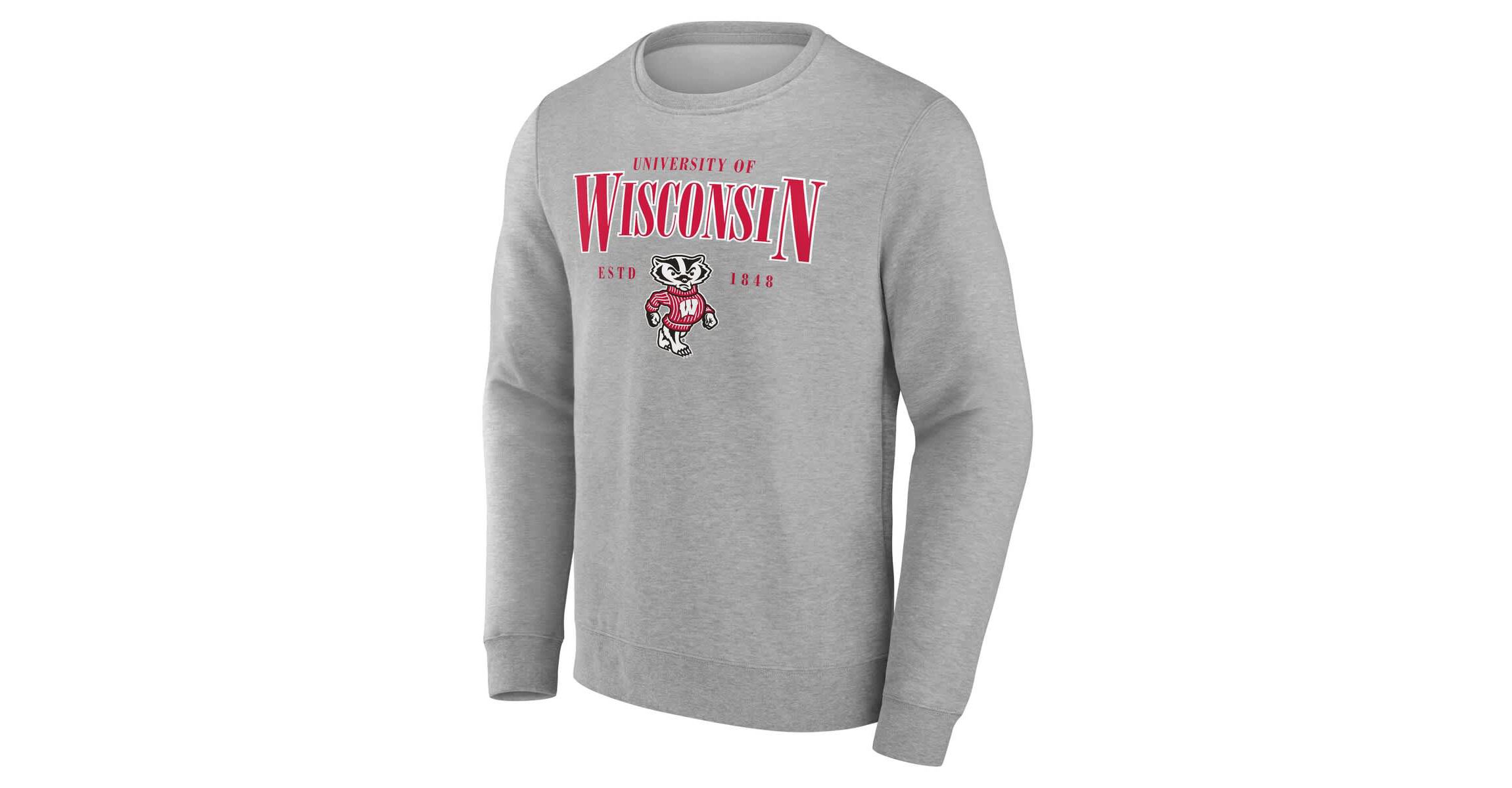NCAA Fanatics Wisconsin Badgers True Classics Act Fast Fleece Pullover Sweatshirt