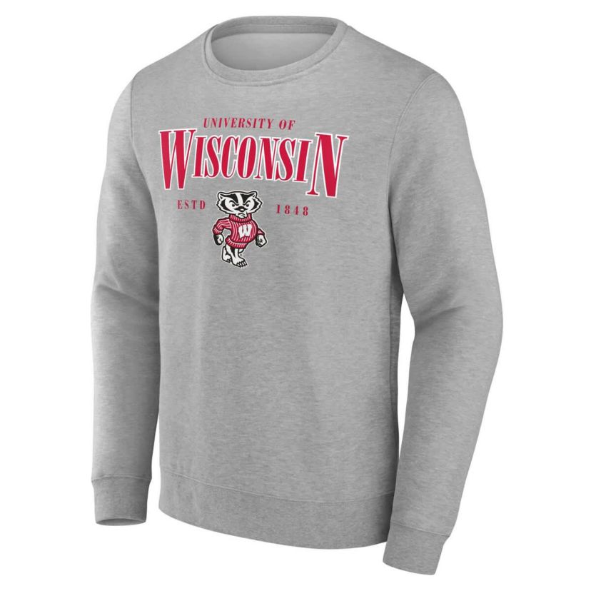 NCAA Fanatics Wisconsin Badgers True Classics Act Fast Fleece Pullover Sweatshirt