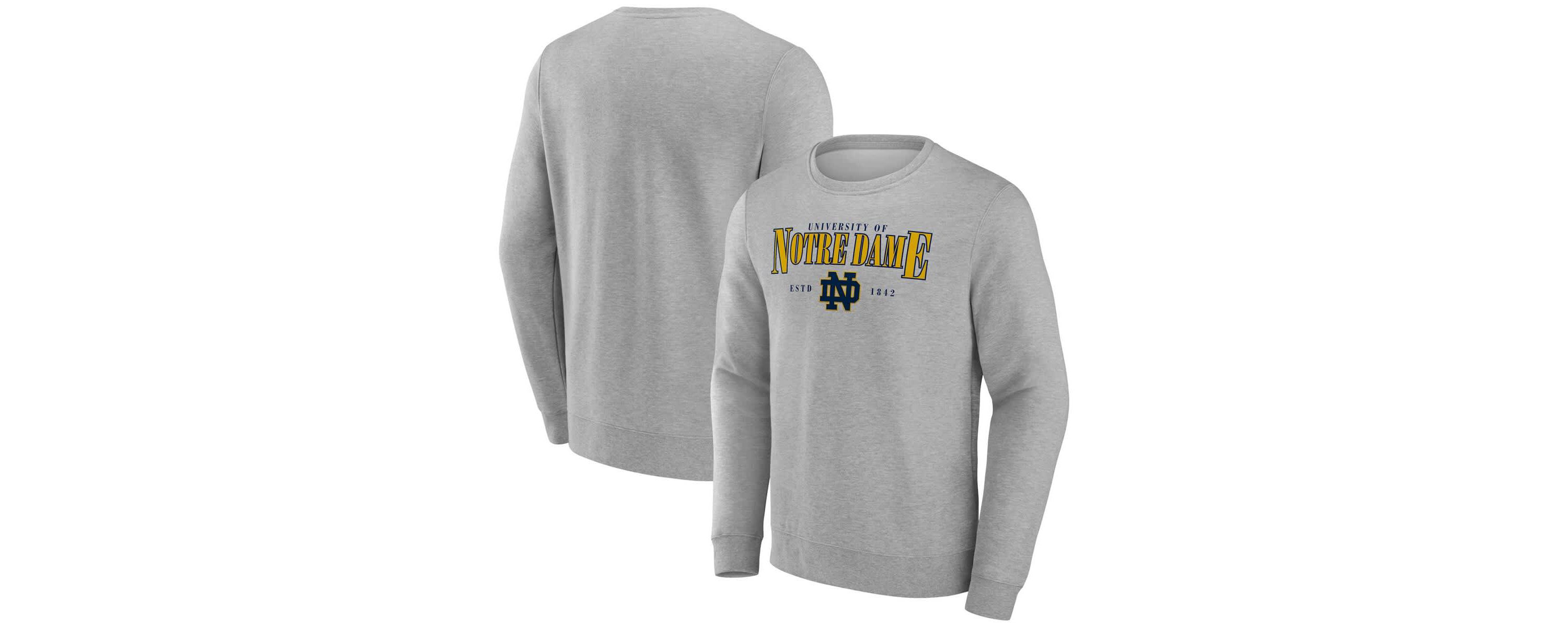 NCAA Fanatics Notre Dame Fighting Irish True Classics Act Fast Fleece Pullover Sweatshirt