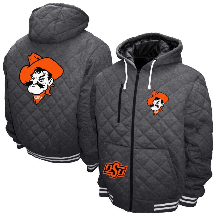 NCAA Franchise Club Oklahoma State Cowboys Diamond Quilted Full-Zip Hoodie Jacket