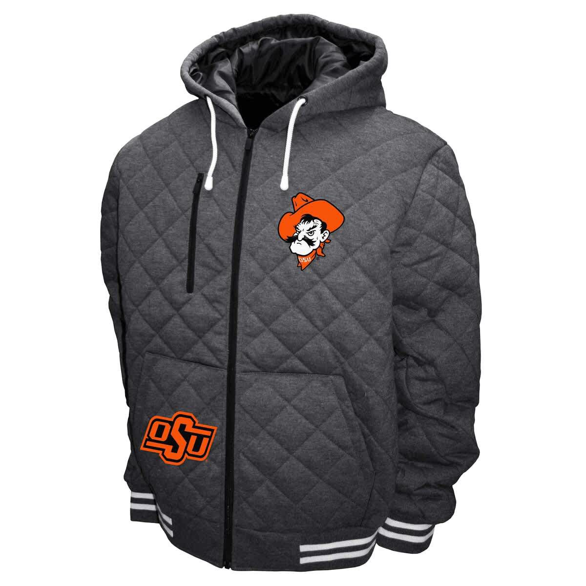 NCAA Franchise Club Oklahoma State Cowboys Diamond Quilted Full-Zip Hoodie Jacket