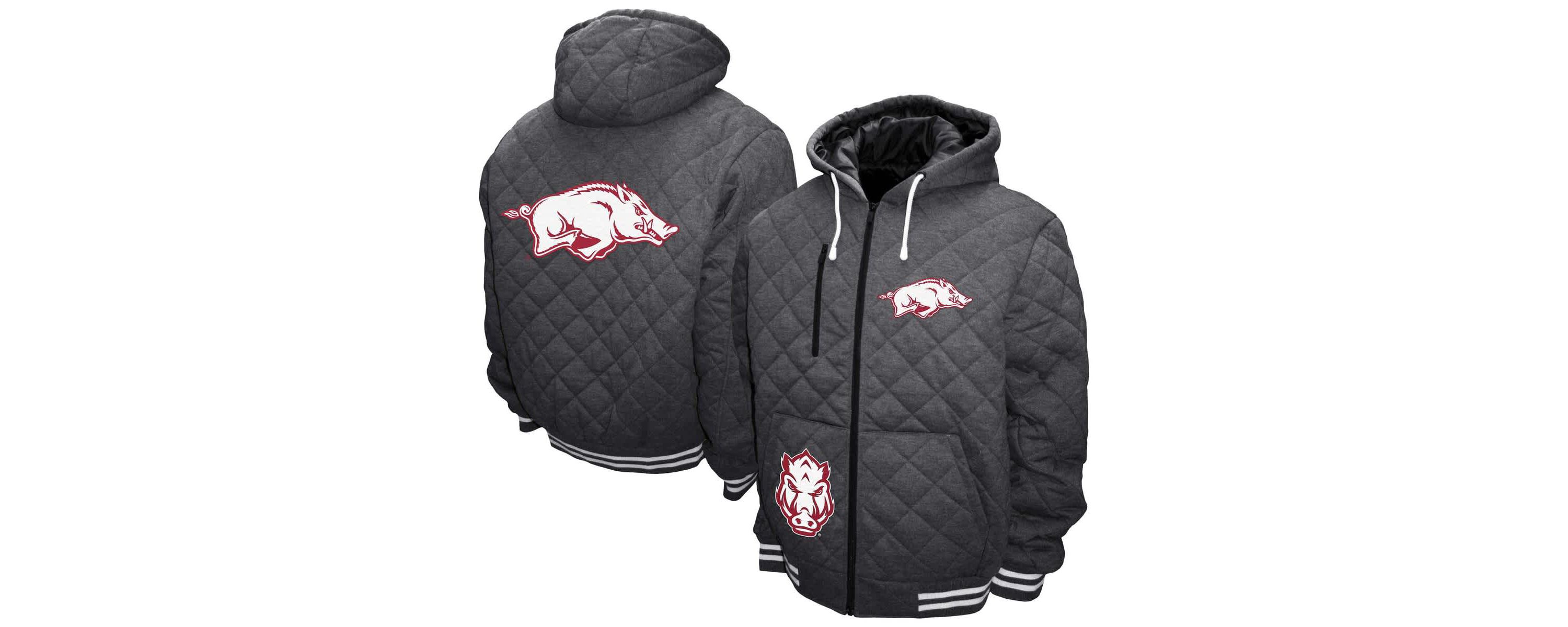 NCAA Franchise Club Arkansas Razorbacks Diamond Quilted Full-Zip Hoodie Jacket