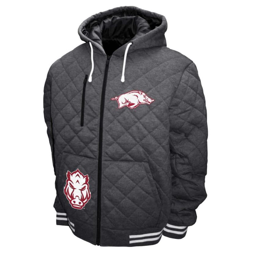 NCAA Franchise Club Arkansas Razorbacks Diamond Quilted Full-Zip Hoodie Jacket
