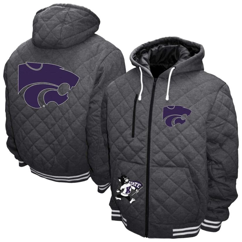 NCAA Franchise Club Kansas State Wildcats Diamond Quilted Full-Zip Hoodie Jacket