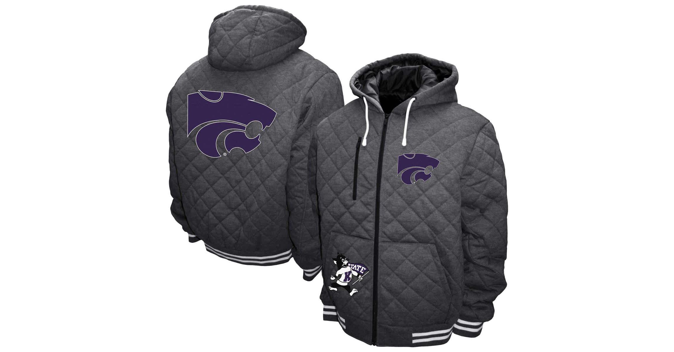 NCAA Franchise Club Kansas State Wildcats Diamond Quilted Full-Zip Hoodie Jacket