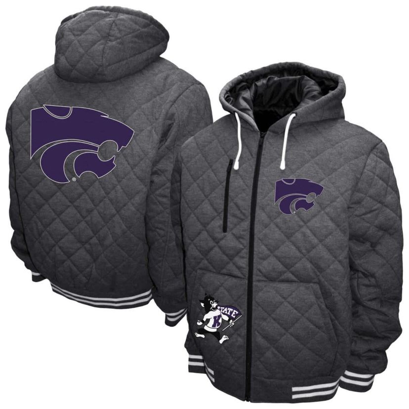 NCAA Franchise Club Kansas State Wildcats Diamond Quilted Full-Zip Hoodie Jacket