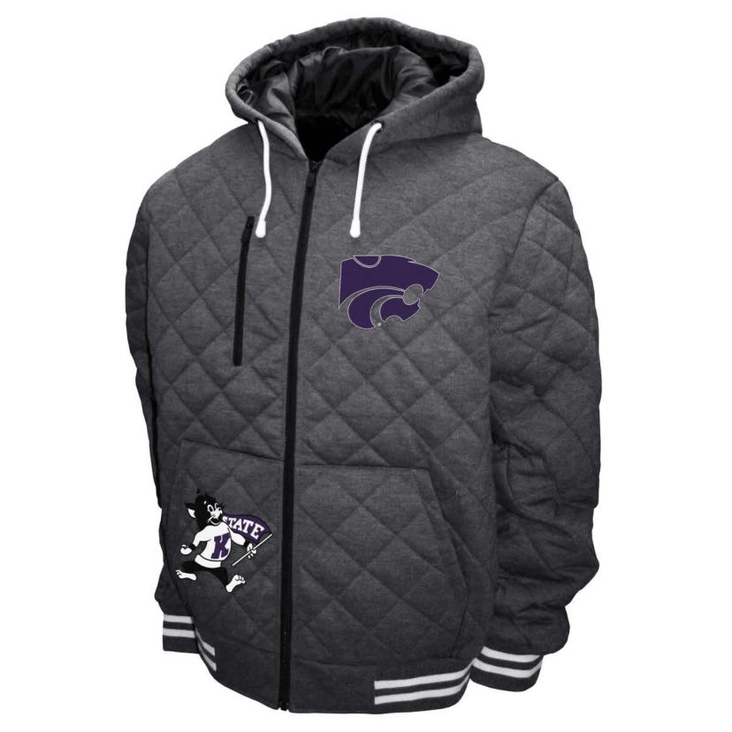 NCAA Franchise Club Kansas State Wildcats Diamond Quilted Full-Zip Hoodie Jacket