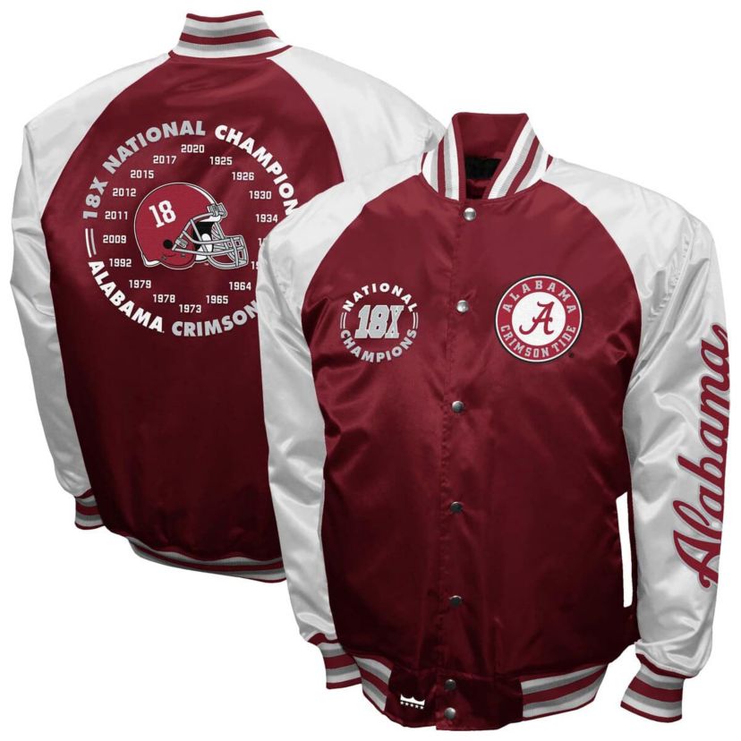 Alabama Crimson Tide NCAA Franchise Club Alabama Tide Satin Full-Snap Jacket