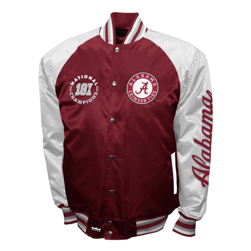 Alabama Crimson Tide NCAA Franchise Club Alabama Tide Satin Full-Snap Jacket