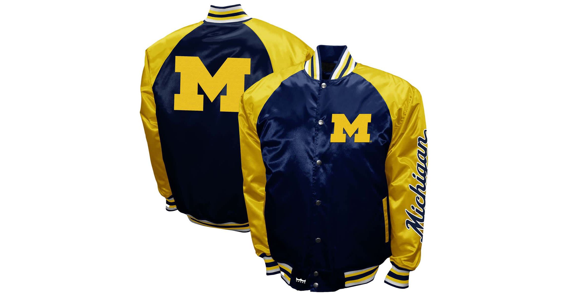 NCAA Franchise Club Michigan Wolverines Satin Full-Snap Jacket