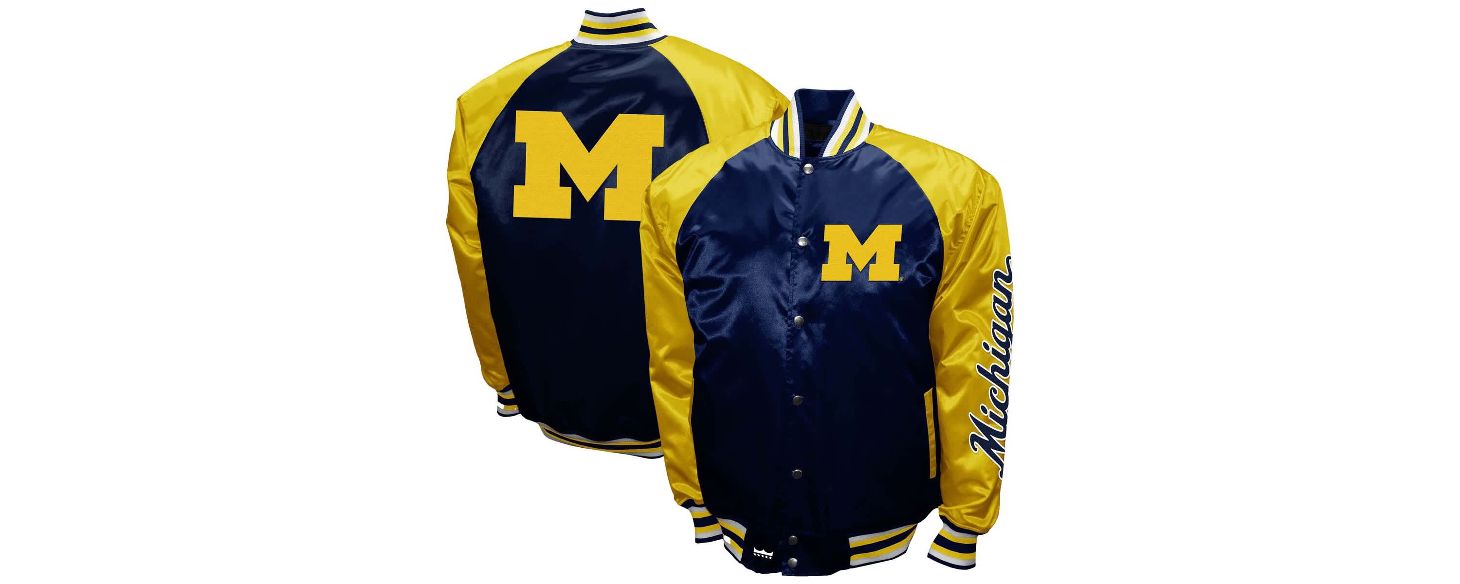NCAA Franchise Club Michigan Wolverines Satin Full-Snap Jacket