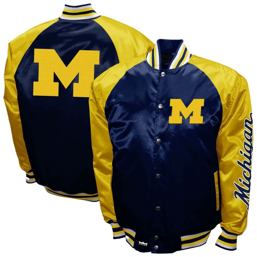 NCAA Franchise Club Michigan Wolverines Satin Full-Snap Jacket