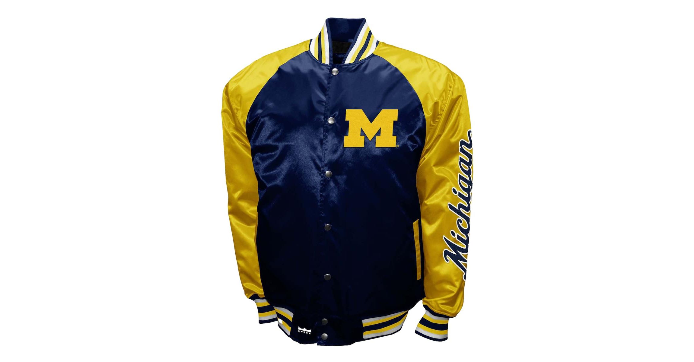 NCAA Franchise Club Michigan Wolverines Satin Full-Snap Jacket