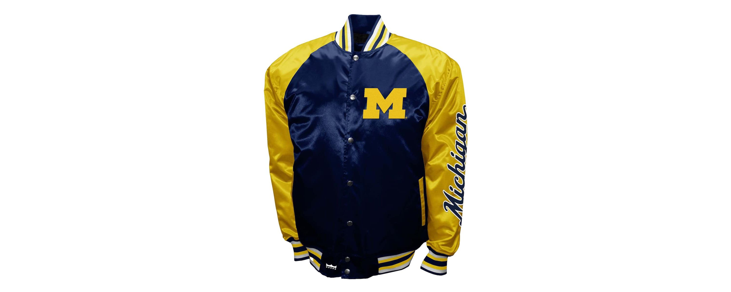 NCAA Franchise Club Michigan Wolverines Satin Full-Snap Jacket