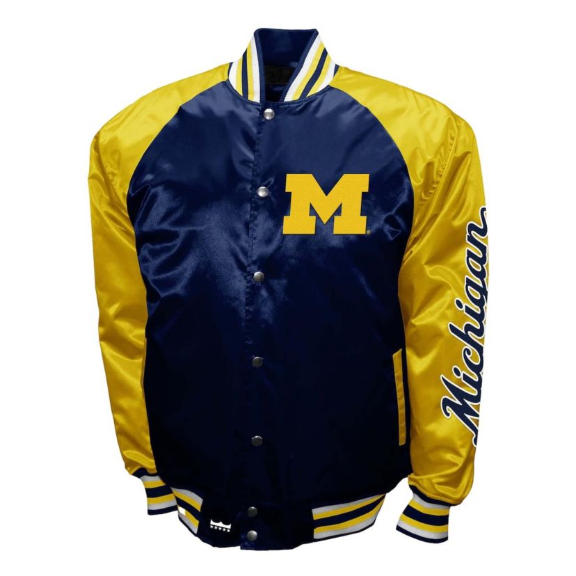 NCAA Franchise Club Michigan Wolverines Satin Full-Snap Jacket