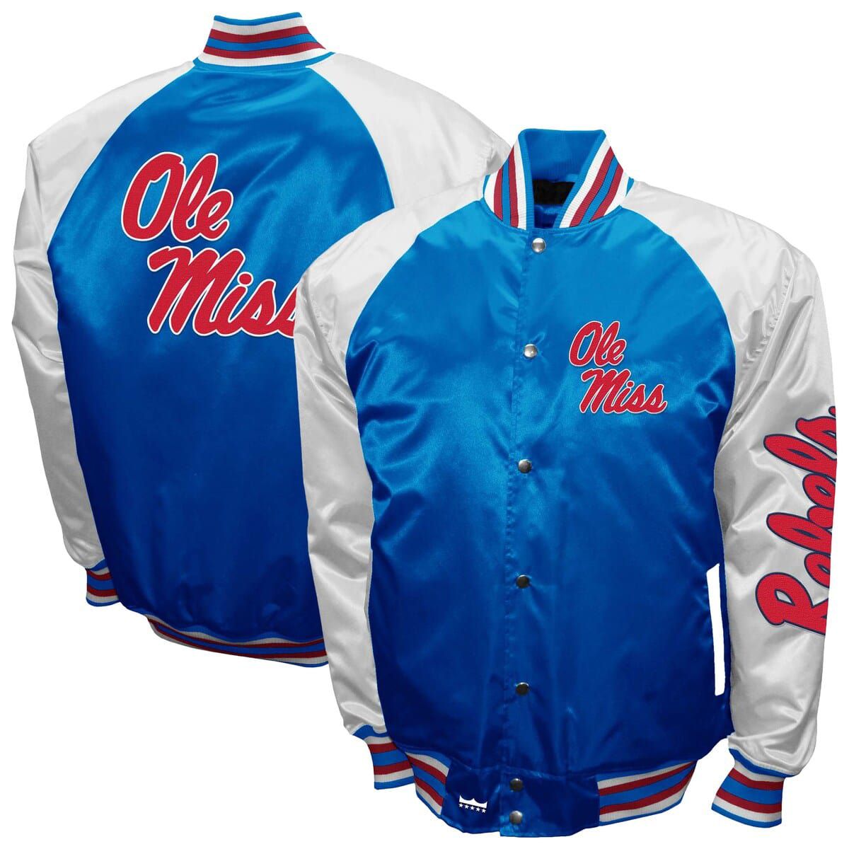 NCAA Franchise Club Powder Ole Miss Rebels Satin Full-Snap Jacket