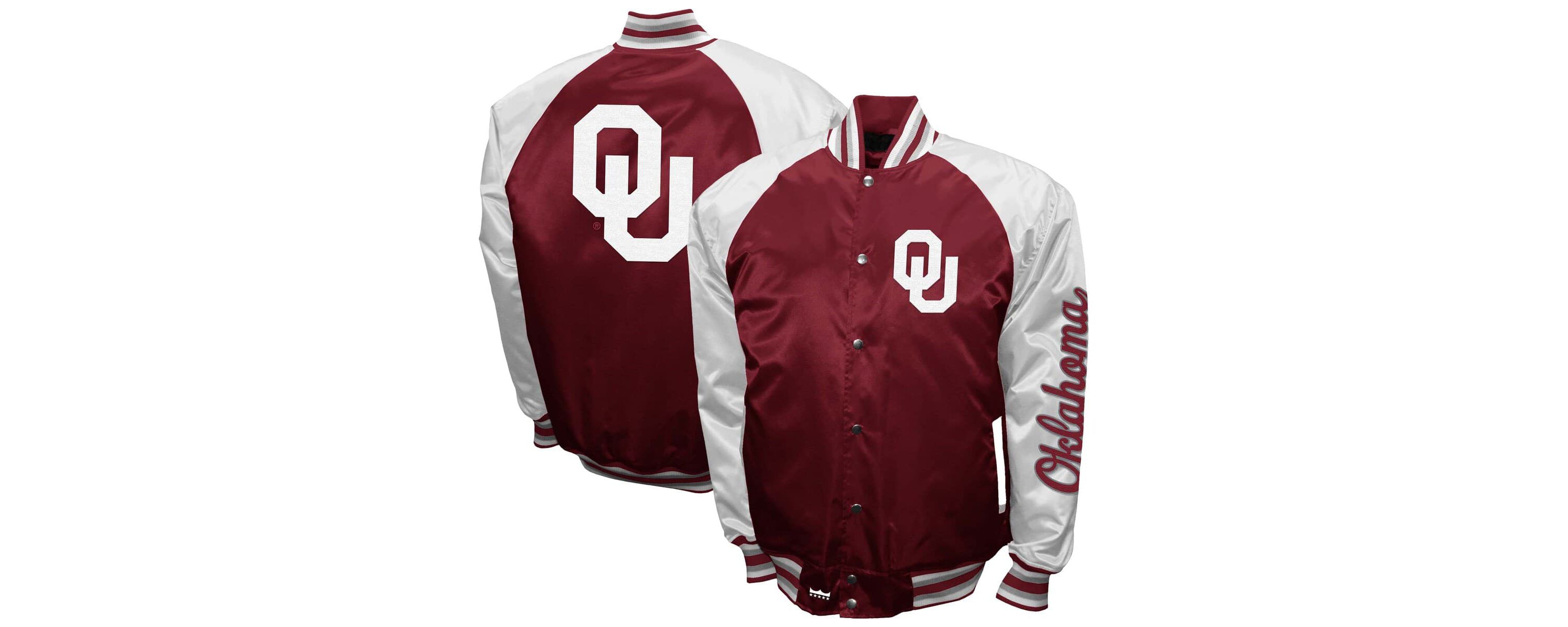 NCAA Franchise Club Oklahoma Sooners Satin Full-Snap Jacket