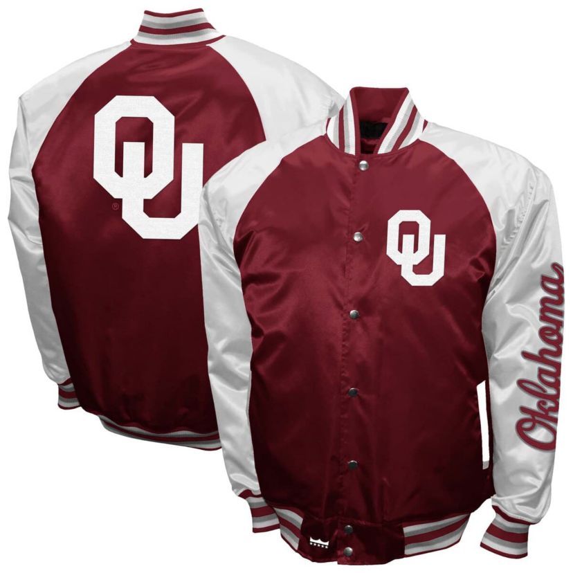 NCAA Franchise Club Oklahoma Sooners Satin Full-Snap Jacket