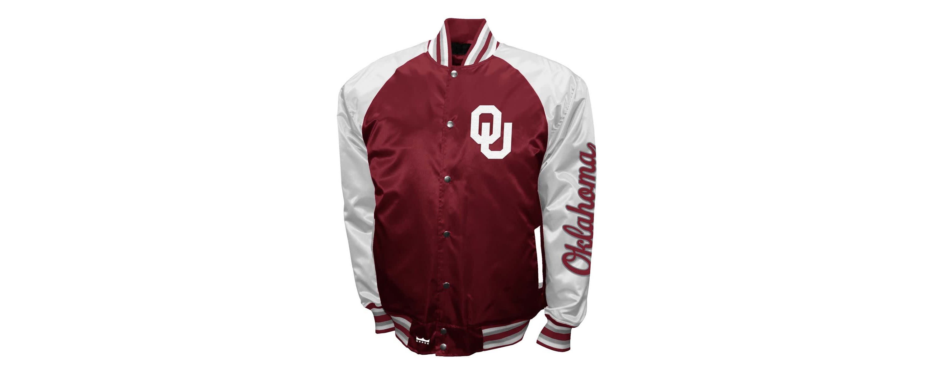 NCAA Franchise Club Oklahoma Sooners Satin Full-Snap Jacket