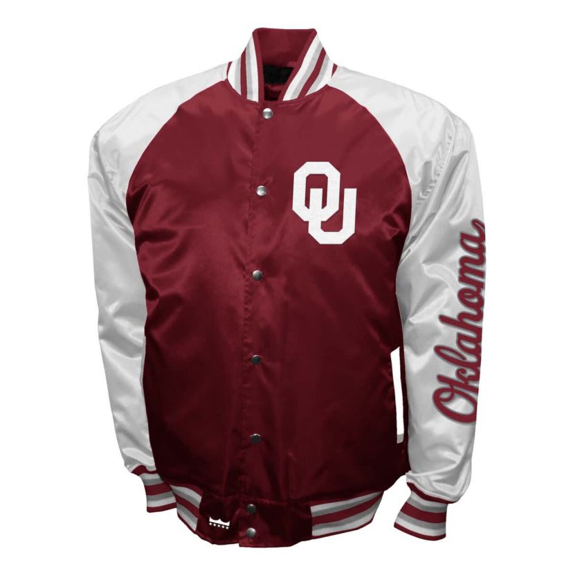 NCAA Franchise Club Oklahoma Sooners Satin Full-Snap Jacket