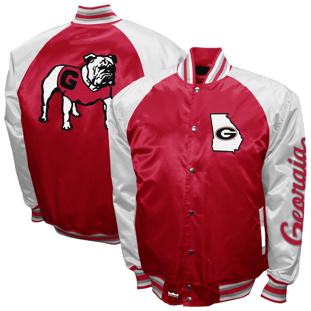 NCAA Franchise Club Georgia Bulldogs Satin Full-Snap Jacket