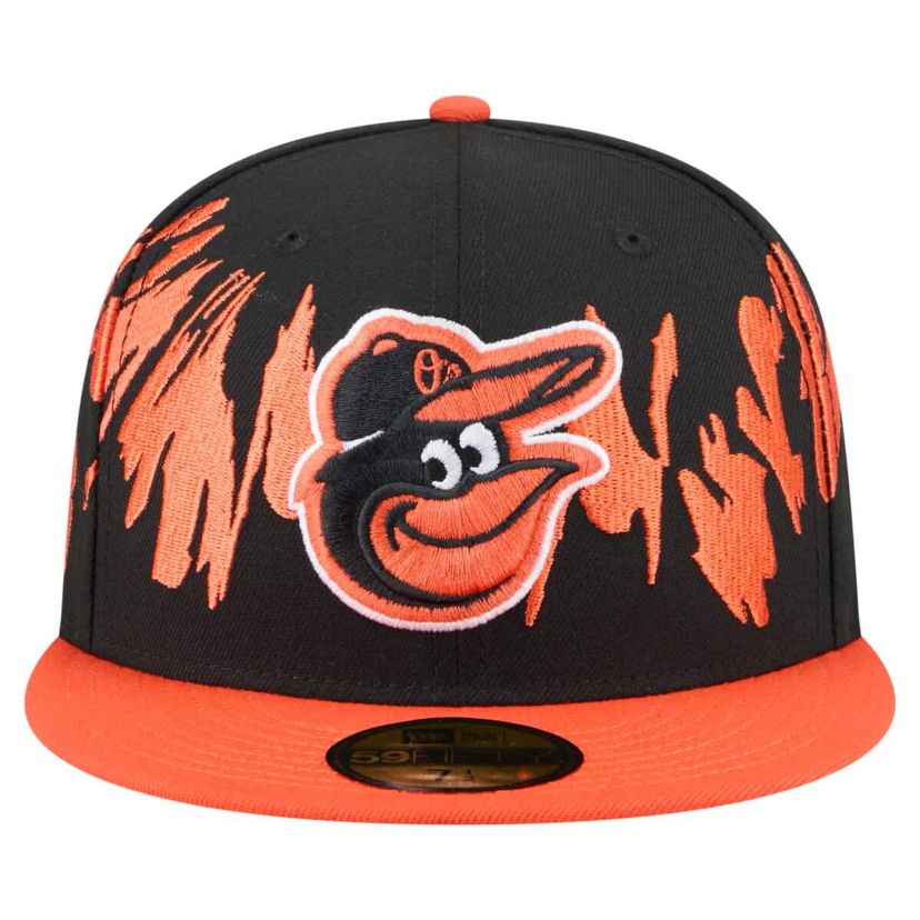 MLB Black/Orange Baltimore Orioles Retro Pattern 59FIFTY Fitted Hat