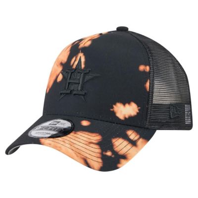 New Era Men's MLB Houston Astros Bleached A-Frame 9FORTY Adjustable Hat, Black