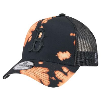 New Era Men's Boston Red Sox MLB Boston Sox Bleached A-Frame 9FORTY Adjustable Hat, Black