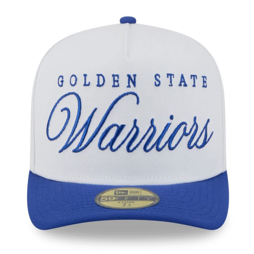 NBA White/Royal Golden State Warriors 2025 NBA Draft A-Frame 59FIFTY Fitted Hat