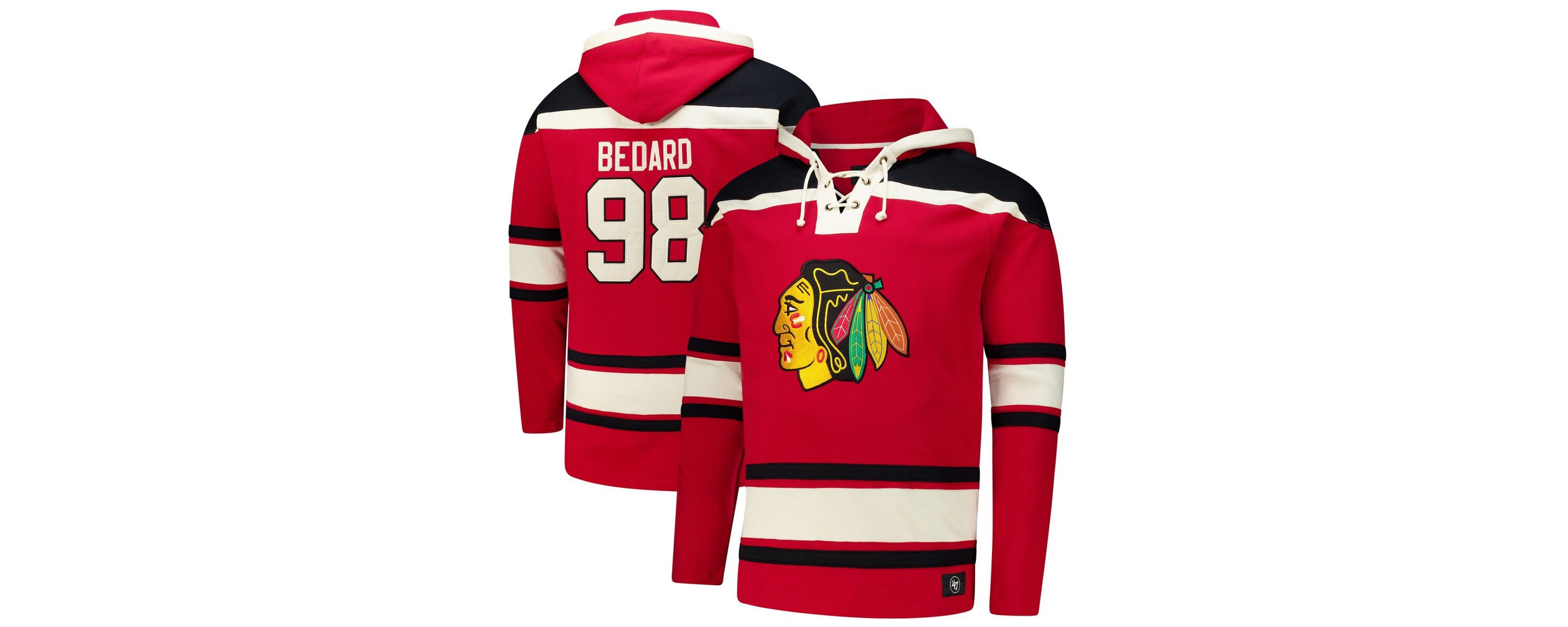 NHL Connor Bedard Chicago Blackhawks Big & Tall Lace-up Pullover Hoodie