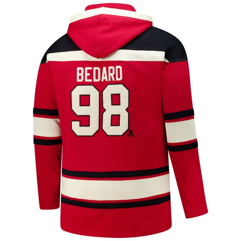 NHL Connor Bedard Chicago Blackhawks Big & Tall Lace-up Pullover Hoodie