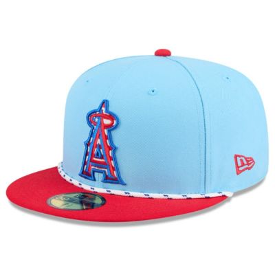 New Era Men's MLB Light Blue/Red Los Angeles Angels 2025 Fourth of July 59FIFTY Fitted Hat, Light Blue, 8