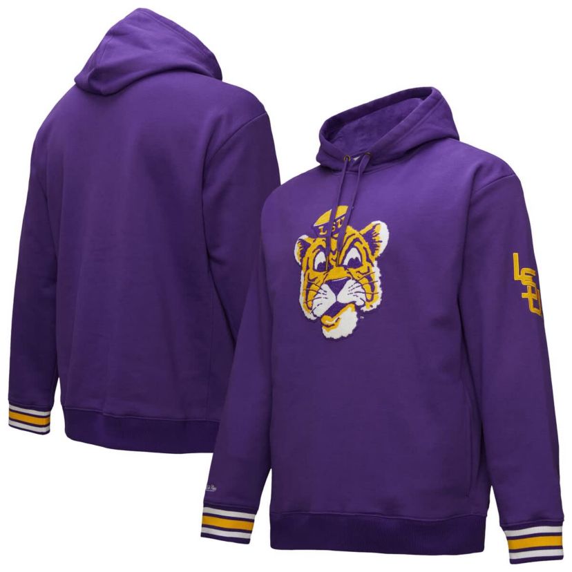 NCAA LSU Tigers Chainstich Fleece Pullover Hoodie