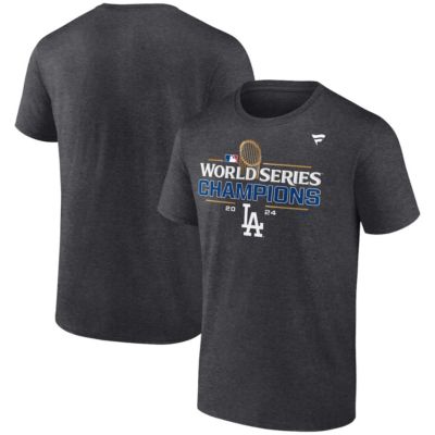 Men's MLB Fanatics Los Angeles Dodgers 2024 World Series s Extended Sizes Locker Room T-Shirt, Grey, 4XL