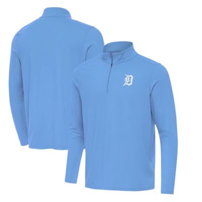 Antigua Men's MLB Powder Detroit Tigers Intent Quarter-Zip Top, Blue, 3XL