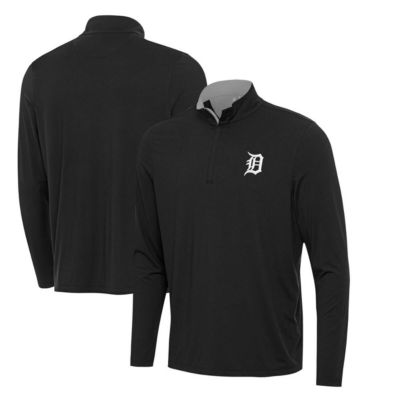 Antigua Men's MLB Detroit Tigers Content Quarter-Zip Top, Black, Large
