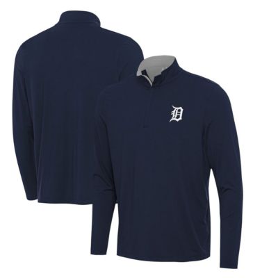 Antigua Men's MLB Detroit Tigers Content Quarter-Zip Top, Navy Blue, XL