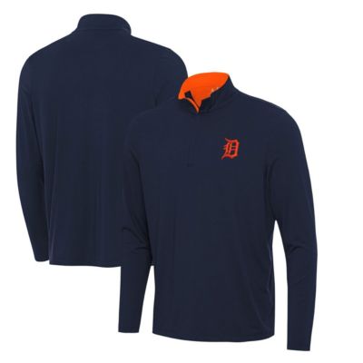 Antigua Men's MLB Detroit Tigers Content Quarter-Zip Top, Navy Blue, Large