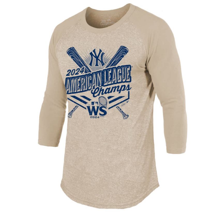 MLB New York Yankees 2024 American League s 3/4-Sleeve Tri-Blend Raglan T-Shirt