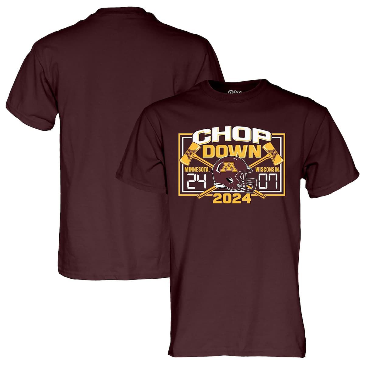 NCAA Unisex Minnesota Golden Gophers vs. Wisconsin Badgers 2024 Paul Bunyans Axe Score T-Shirt