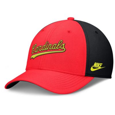 Men's MLB Nike Crimson/Black St. Louis Cardinals Neon 90s Rise SwooshFlex Hat, Crimson, Medium