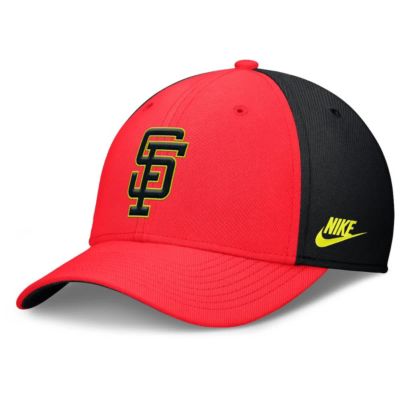 Men's MLB Nike Crimson/Black San Francisco Giants Neon 90s Rise SwooshFlex Hat, Crimson, Medium
