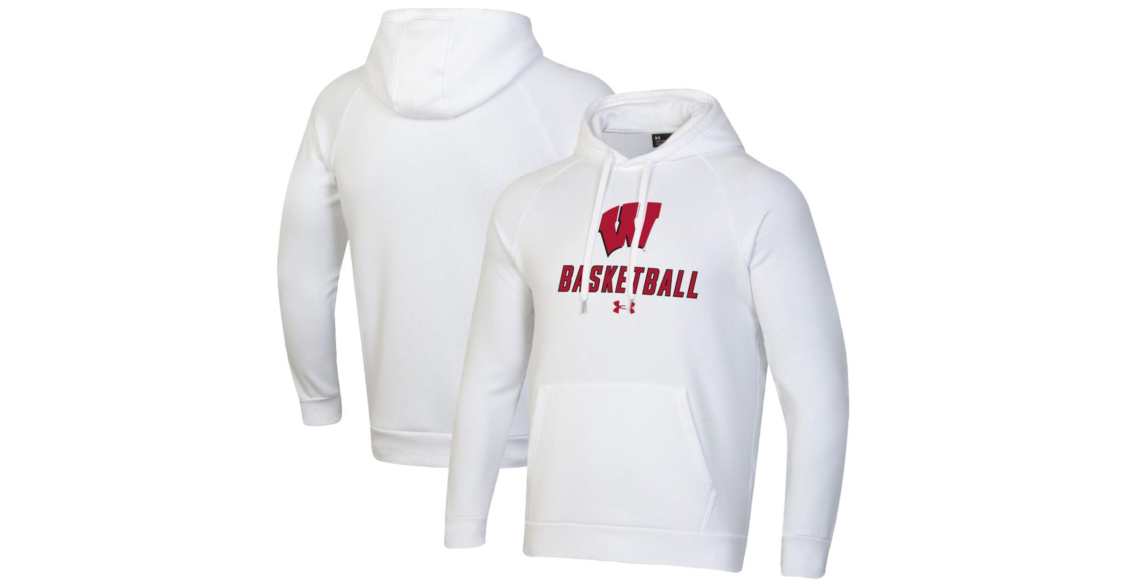 NCAA Under Armour Wisconsin Badgers Basketball Rival Raglan Fleece Pullover Hoodie