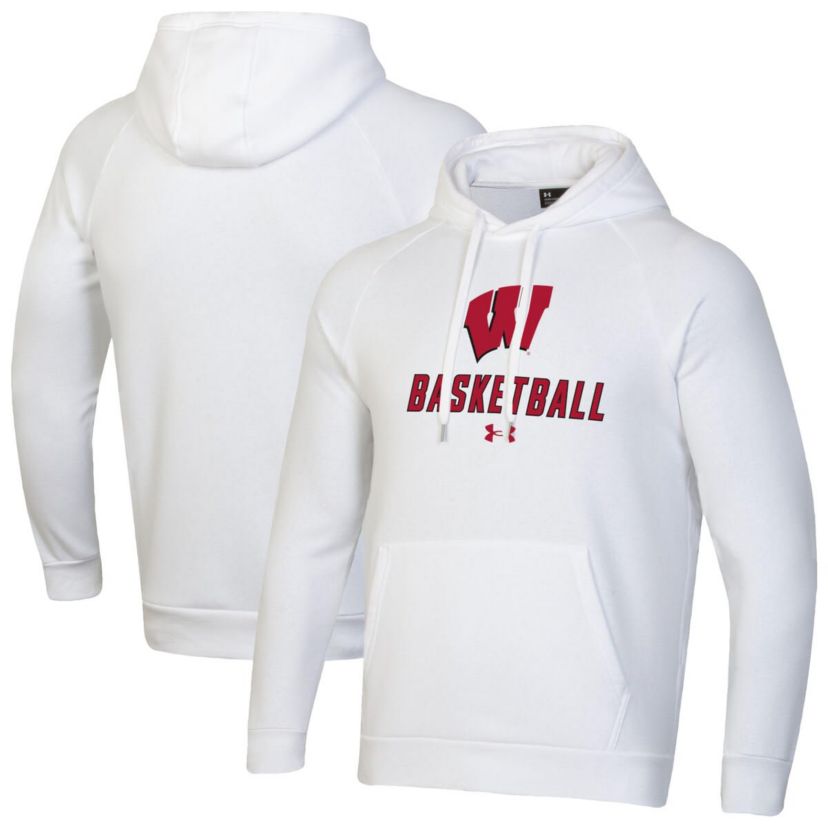 NCAA Under Armour Wisconsin Badgers Basketball Rival Raglan Fleece Pullover Hoodie
