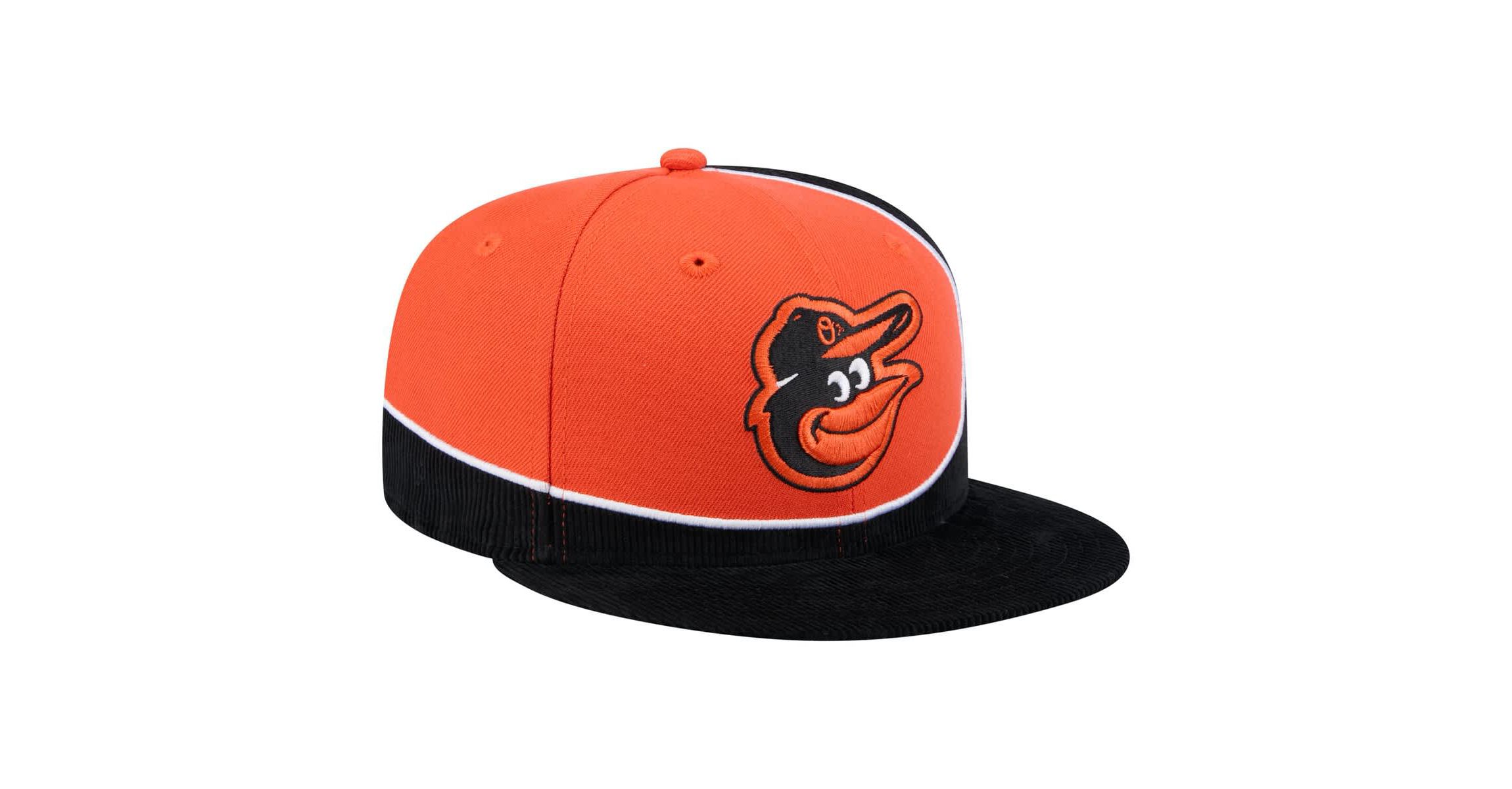 MLB Black/Orange Baltimore Orioles Retro Split Corduroy Snapback Hat