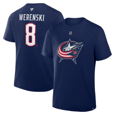 Men's NHL Fanatics Zach Werenski Columbus Jackets Authentic Stack Name & Number T-Shirt, Navy Blue, 3XL
