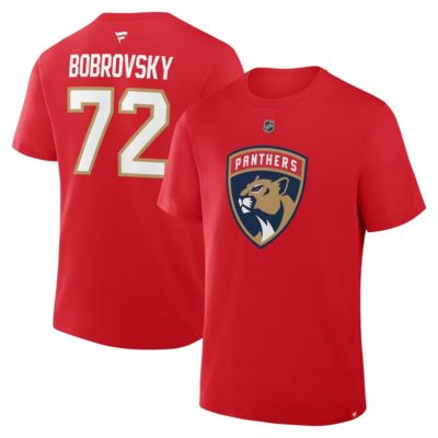 Men's NHL Fanatics Sergei Bobrovsky Florida Panthers Authentic Stack Name & Number T-Shirt, Red, 3XL