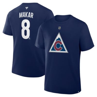 Men's NHL Fanatics Cale Makar Colorado Avalanche Authentic Stack Name & Number T-Shirt, Navy Blue, 3XL