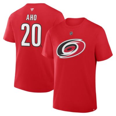 Men's NHL Fanatics Sebastian Aho Carolina Hurricanes Authentic Stack Name & Number T-Shirt, Red, 3XL